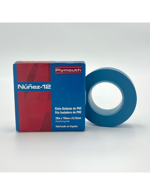 Cinta aislante pvc alta adhesión azul 19 mm x 0,15 mm x 20 m