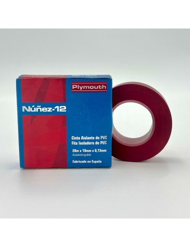 Cinta aislante pvc alta adhesión roja 19 mm x 0,15 mm x 20 m