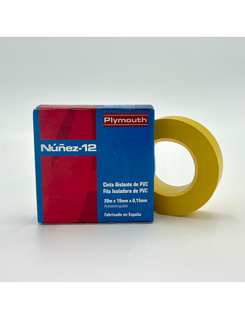 Cinta aislante pvc alta adhesión amarilla 19 mm x 0,15 mm x 20 m