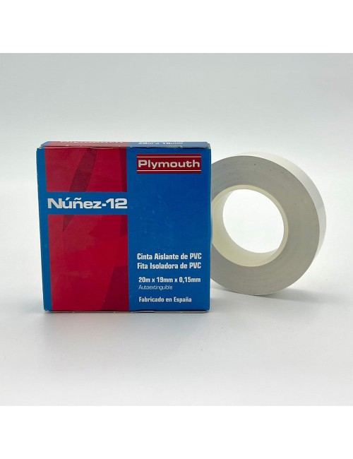 Cinta aislante pvc alta adhesión blanca 19 mm x 0,15 mm x 10 m