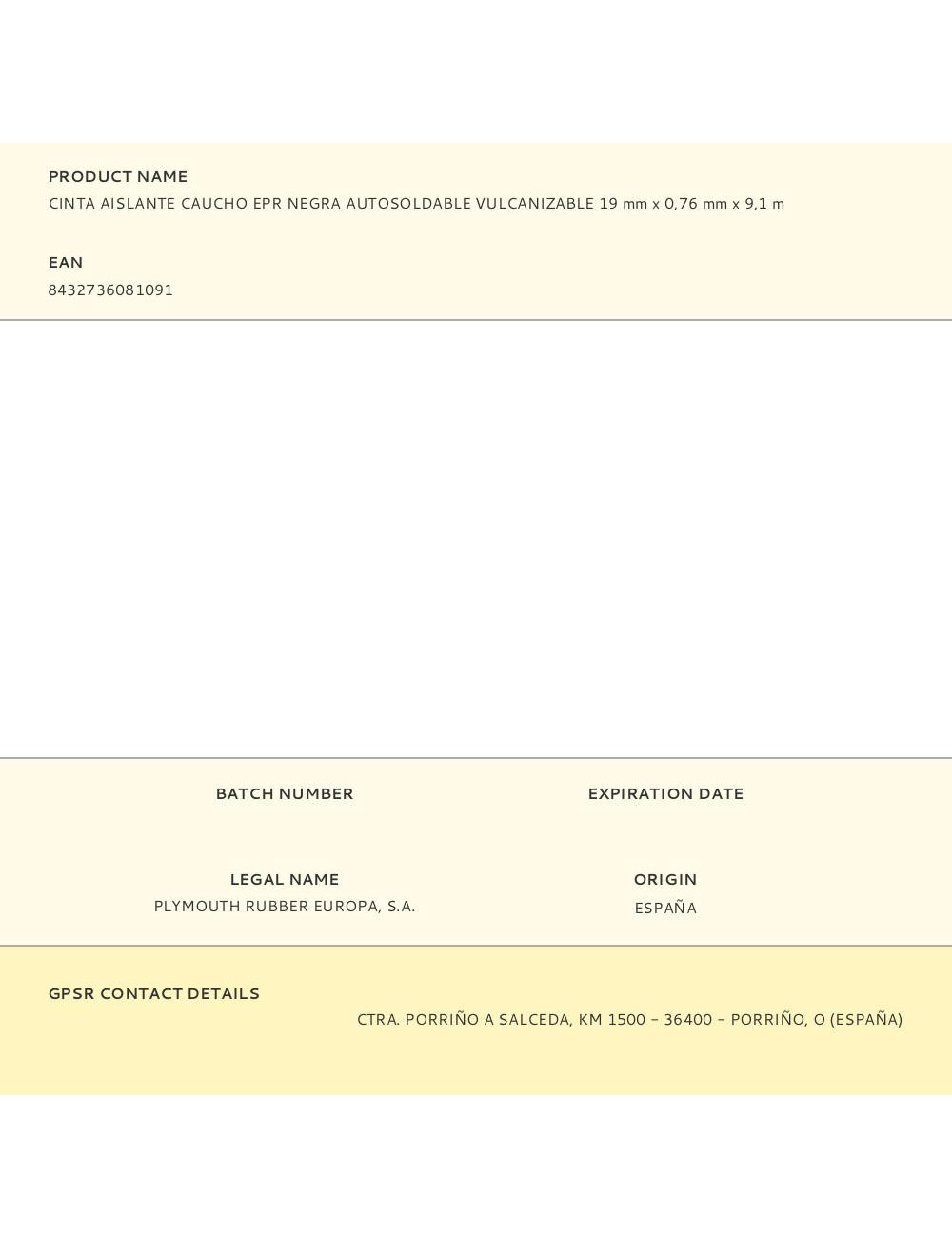 Cinta aislante caucho epr negra autosoldable vulcanizable 19 mm x 0,76 mm x 9,1 m