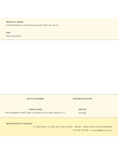 Sistema rodillo quitapelusas pet pro, 58 hojas