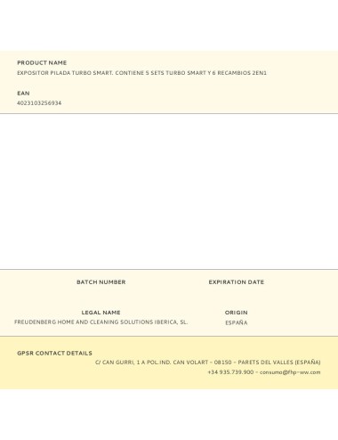 Expositor pilada turbo smart. contiene 5 sets turbo smart y 6 recambios 2en1