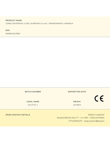 Conector rápido 3 vias, ø máximo 2,5 mm, transparente / naranja