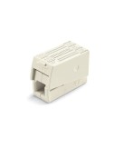 Conector rápido en linea presilla 3 vias, 2 rígidos + 1 rígido, semirígido o flexible ø máximo 2,5 mm, blanco