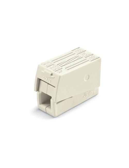 Conector rápido en linea presilla 3 vias, 2 rígidos + 1 rígido, semirígido o flexible ø máximo 2,5 mm, blanco