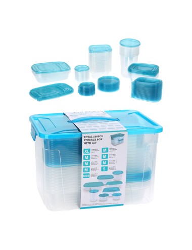 Cajas de almacenaje con tapa, 100 piezas