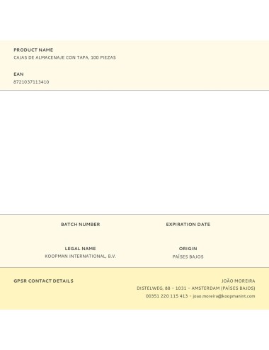 Cajas de almacenaje con tapa, 100 piezas