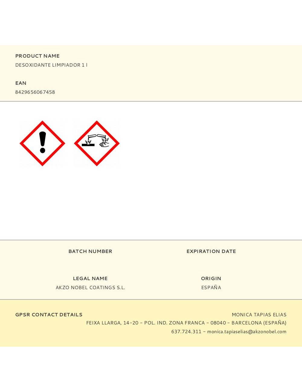 Limpiador desoxidante 1 l