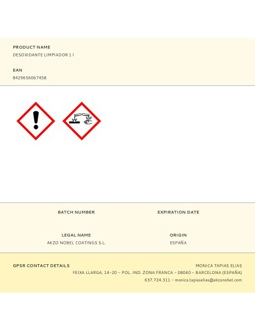 Limpiador desoxidante 1 l