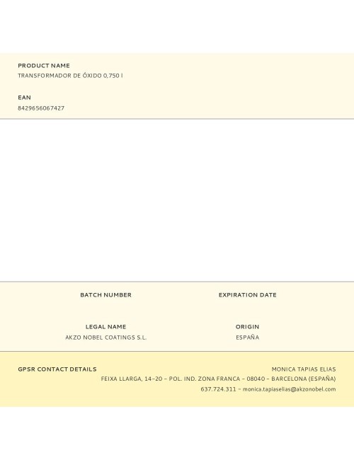 Transformador de óxido 750 ml