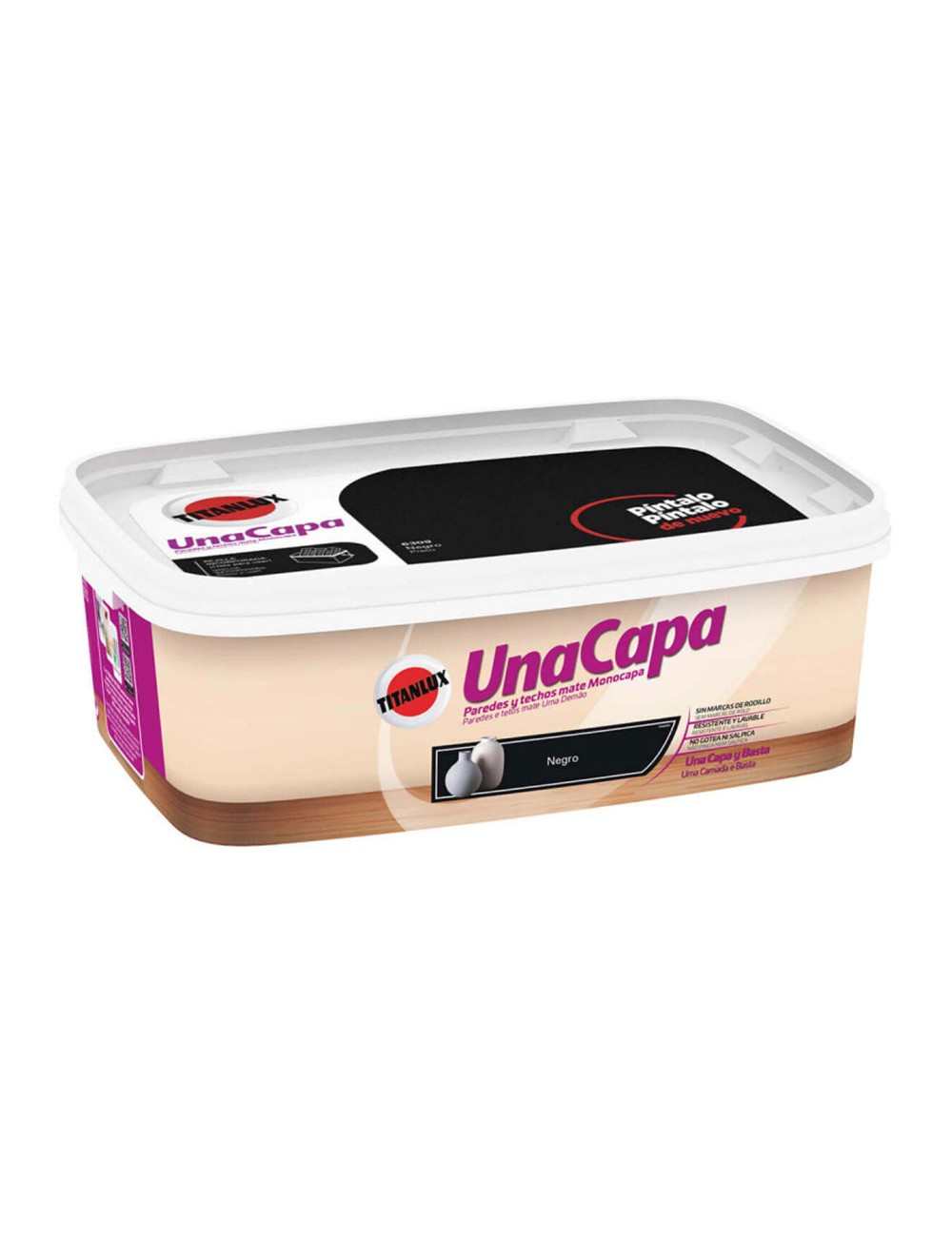 Pintura plástica vinil-acrílica interior lavable una capa piedra negro 2,5 l