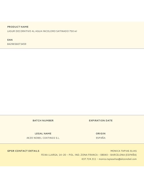 Lasur decorativo al agua incoloro satinado 750 ml