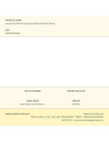 Lasur decorativo al agua caoba satinado 750 ml