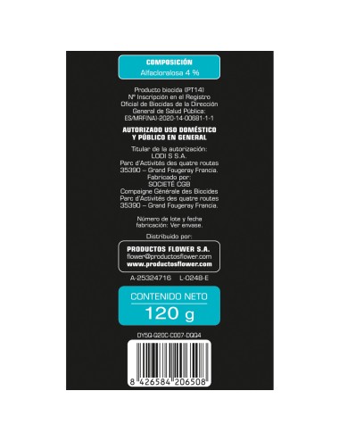 Raticida alfacloralosa 120 g