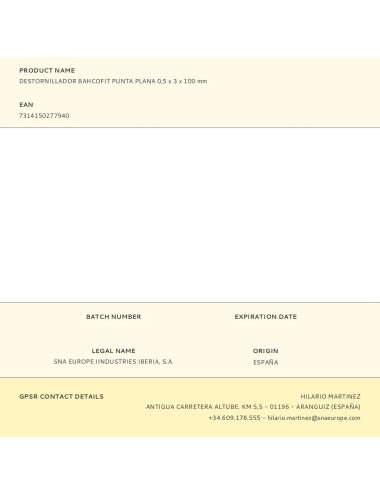 Destornillador bahcofit punta plana 0,5x3x100mm