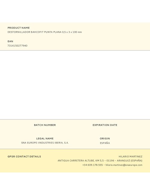 Destornillador bahcofit punta plana 0,5x3x100mm