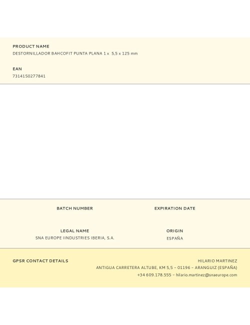 Destornillador bahcofit punta plana 1x 5,5 x125mm