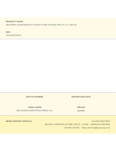 Destornillador bahcofit punta plana aislado vde 0,5x 3x 100mm