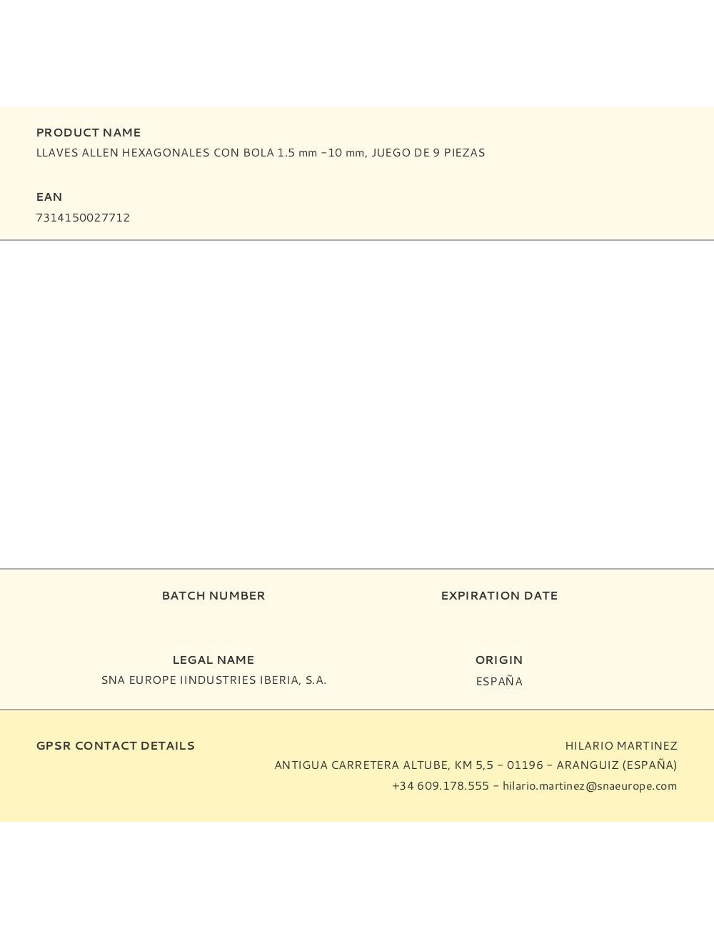 Llaves allen hexagonales con bola1.5 mm -10 mm, juego de 9 piezas