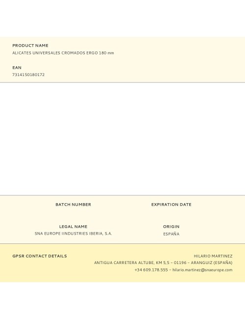 Alicates universales cromados ergo 180 mm