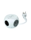 Combiball, carga inalámbrica + 3 tomas (2pt+t) + 2 usb a + 2 usb c, blanca.