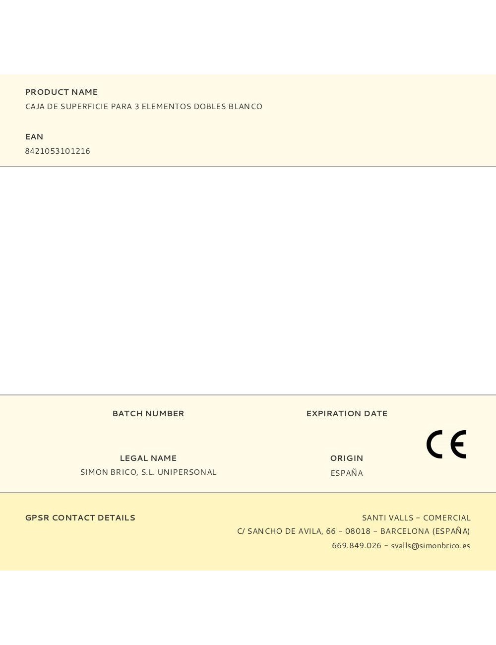 Caja de superficie para 3 elementos dobles blanco