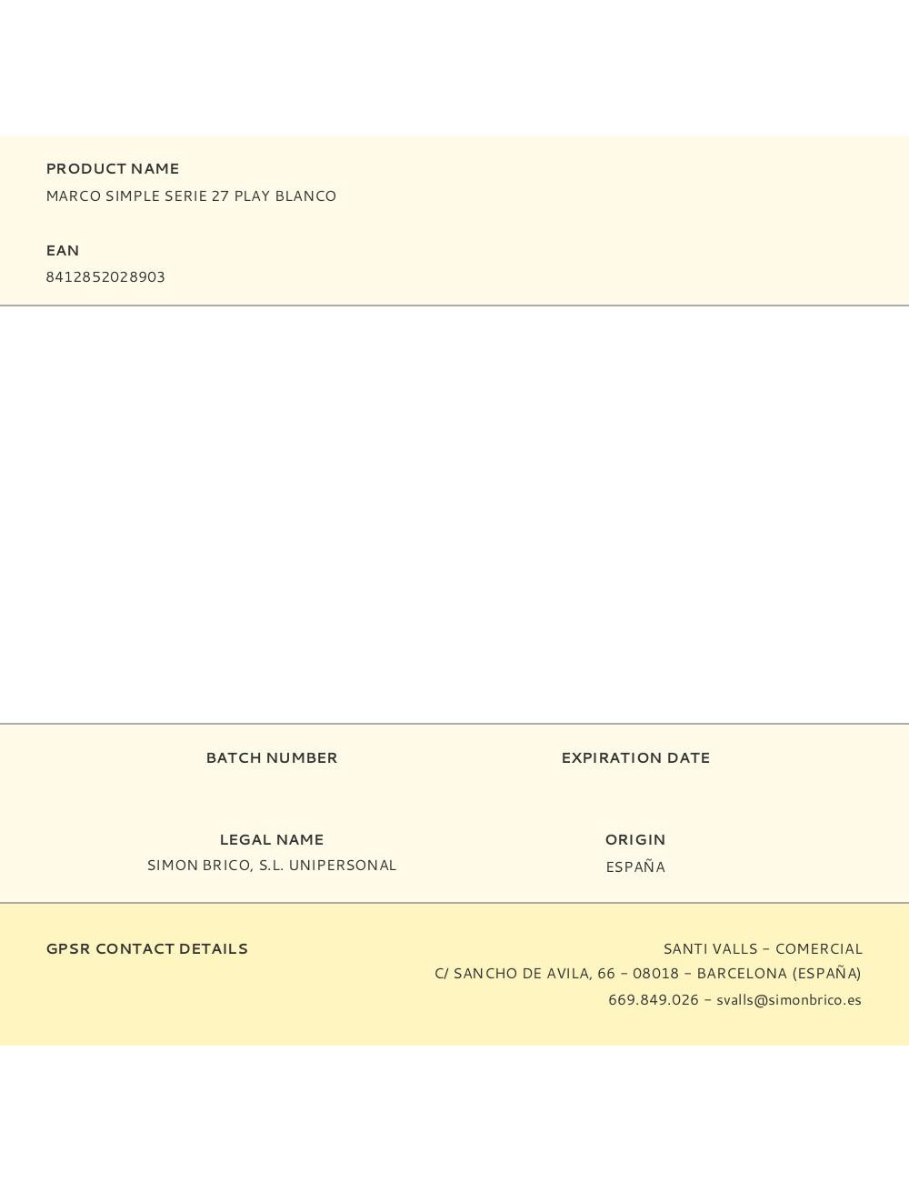 Marco simple serie 27 play blanco