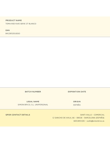 Toma red rj45 serie 27 blanco