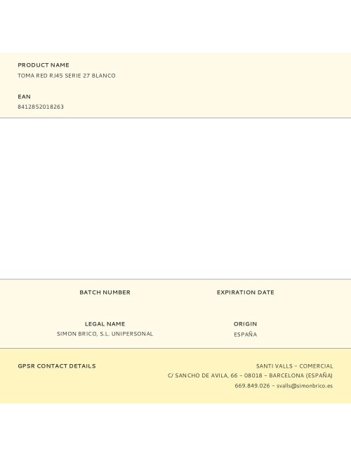 Toma red rj45 serie 27 blanco