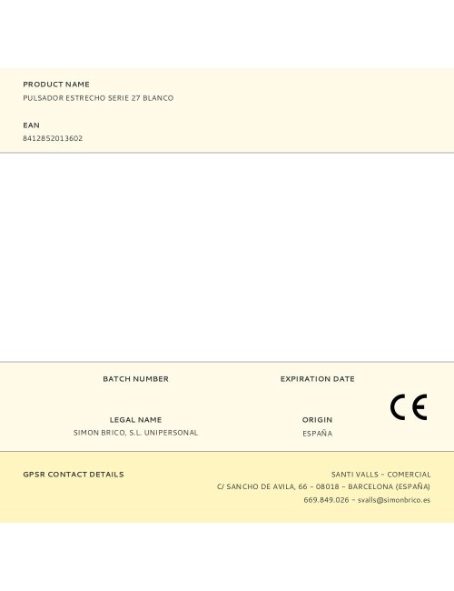 Pulsador estrecho serie 27 blanco