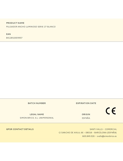 Pulsador ancho luminoso serie 27 blanco