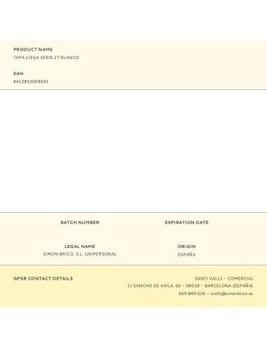 Tapa ciega serie 27 blanco