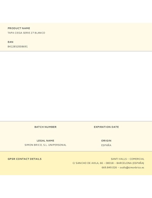 Tapa ciega serie 27 blanco