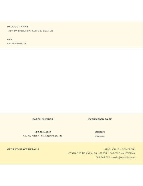 Tapa tv-radio-sat serie 27 blanco