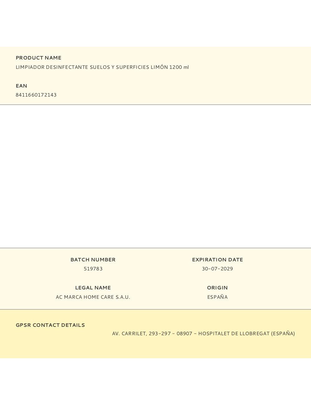 Limpiador desinfectante suelos y superficies limón 1200 ml