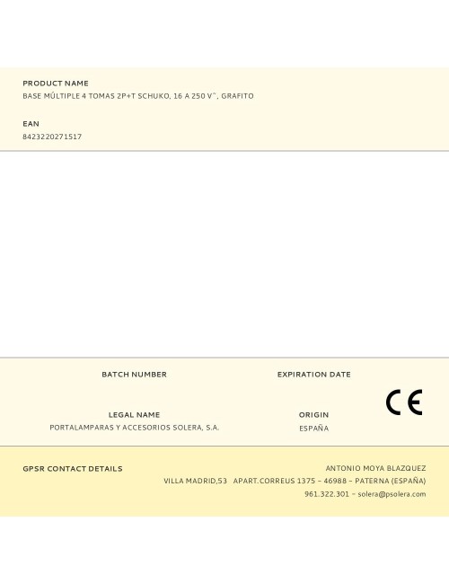 Base múltiple 4 tomas 2p+t schuko, 16 a 250 v~, grafito