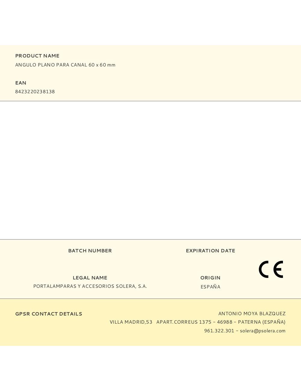 Angulo plano para canal 60 x 60 mm