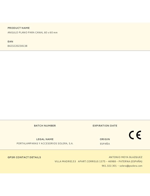 Angulo plano para canal 60 x 60 mm