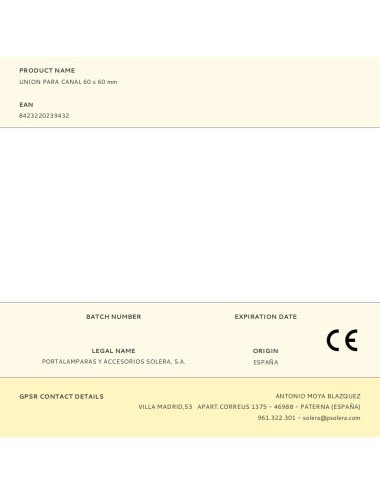 Union para canal 60 x 60 mm