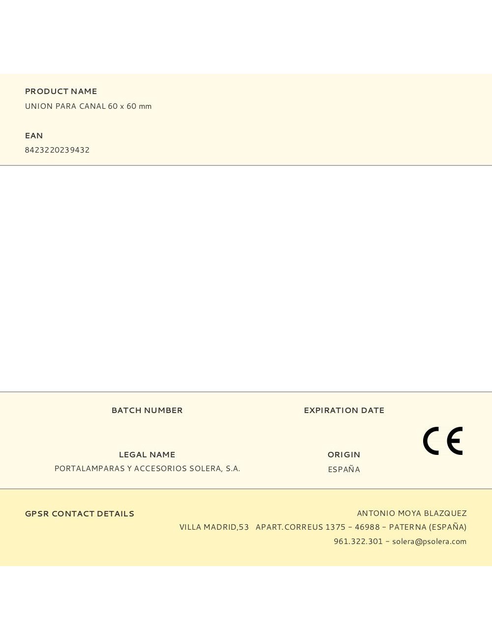 Union para canal 60 x 60 mm