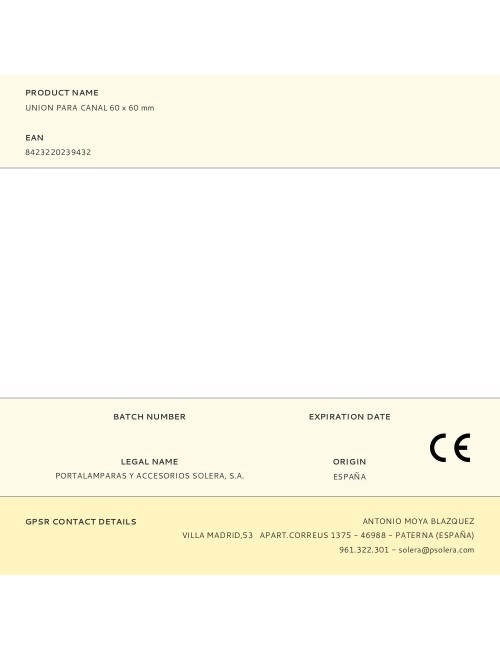 Union para canal 60 x 60 mm