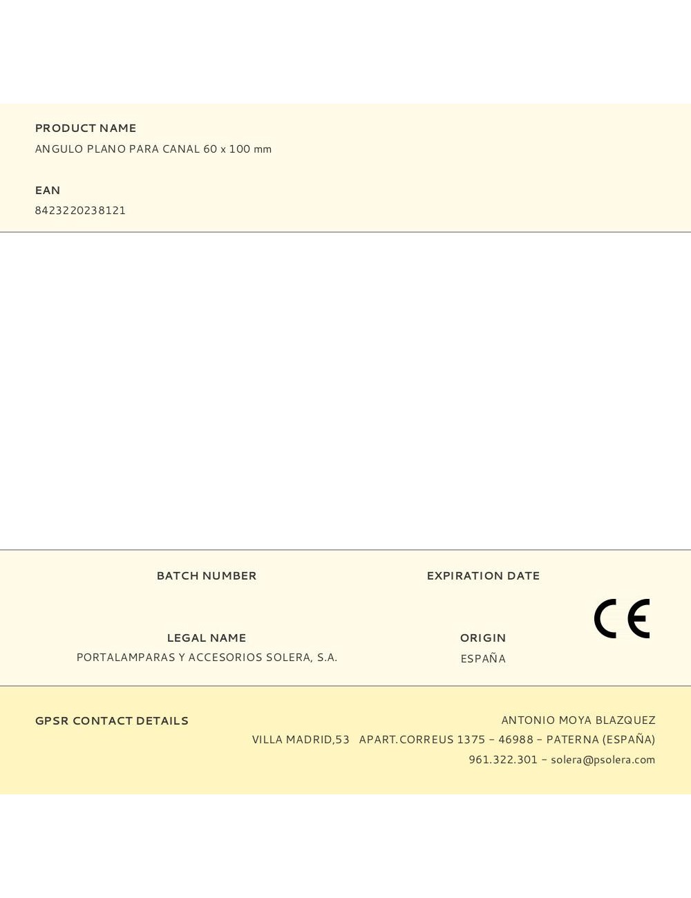 Angulo plano para canal 60 x 100 mm