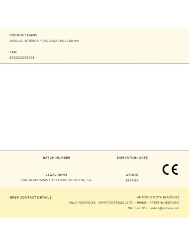 Angulo interior para canal 60 x 100 mm