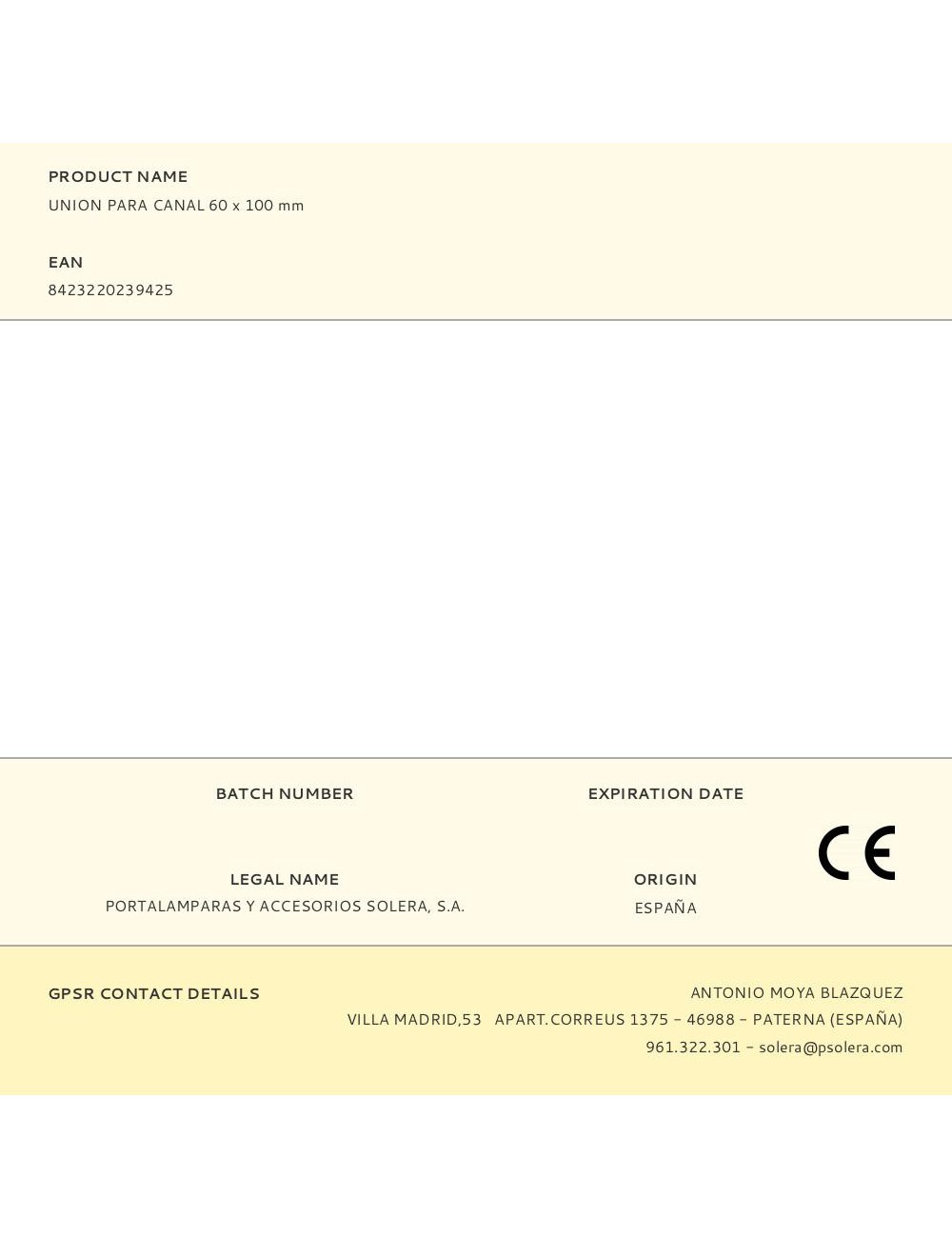 Union para canal 60 x 100 mm