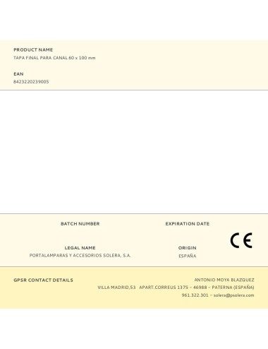 Tapa final para canal 60 x 100 mm