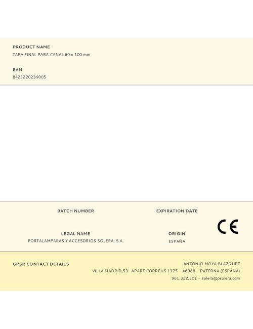 Tapa final para canal 60 x 100 mm