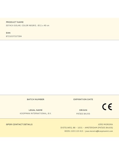 Estaca solar, color negro, ø11 x 40 cm