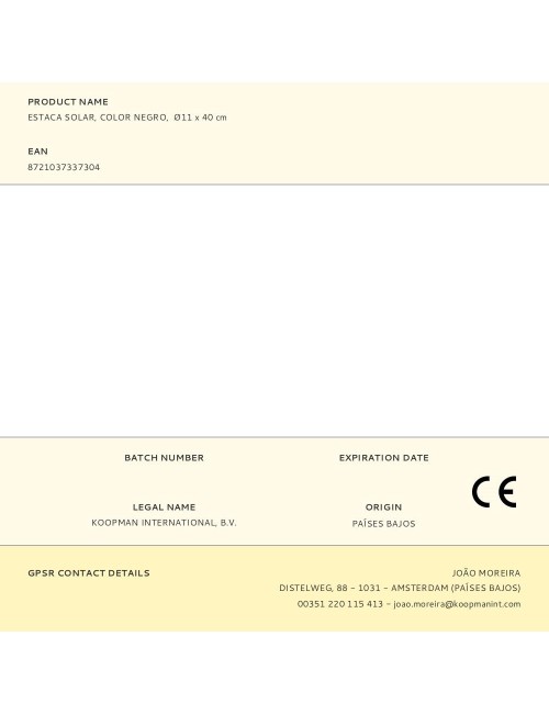 Estaca solar, color negro, ø11 x 40 cm