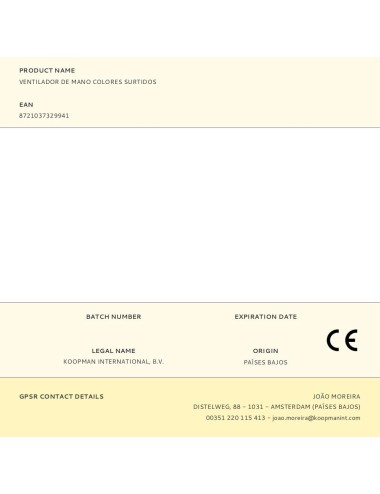 Ventilador de mano colores surtidos